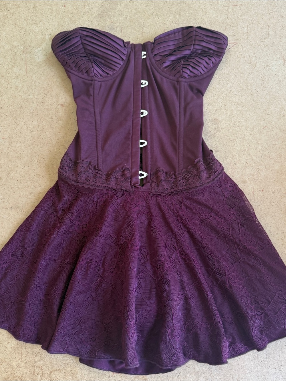Outcast kala Burgundy Mini Dress with Corset Front - Picture 3 of 8